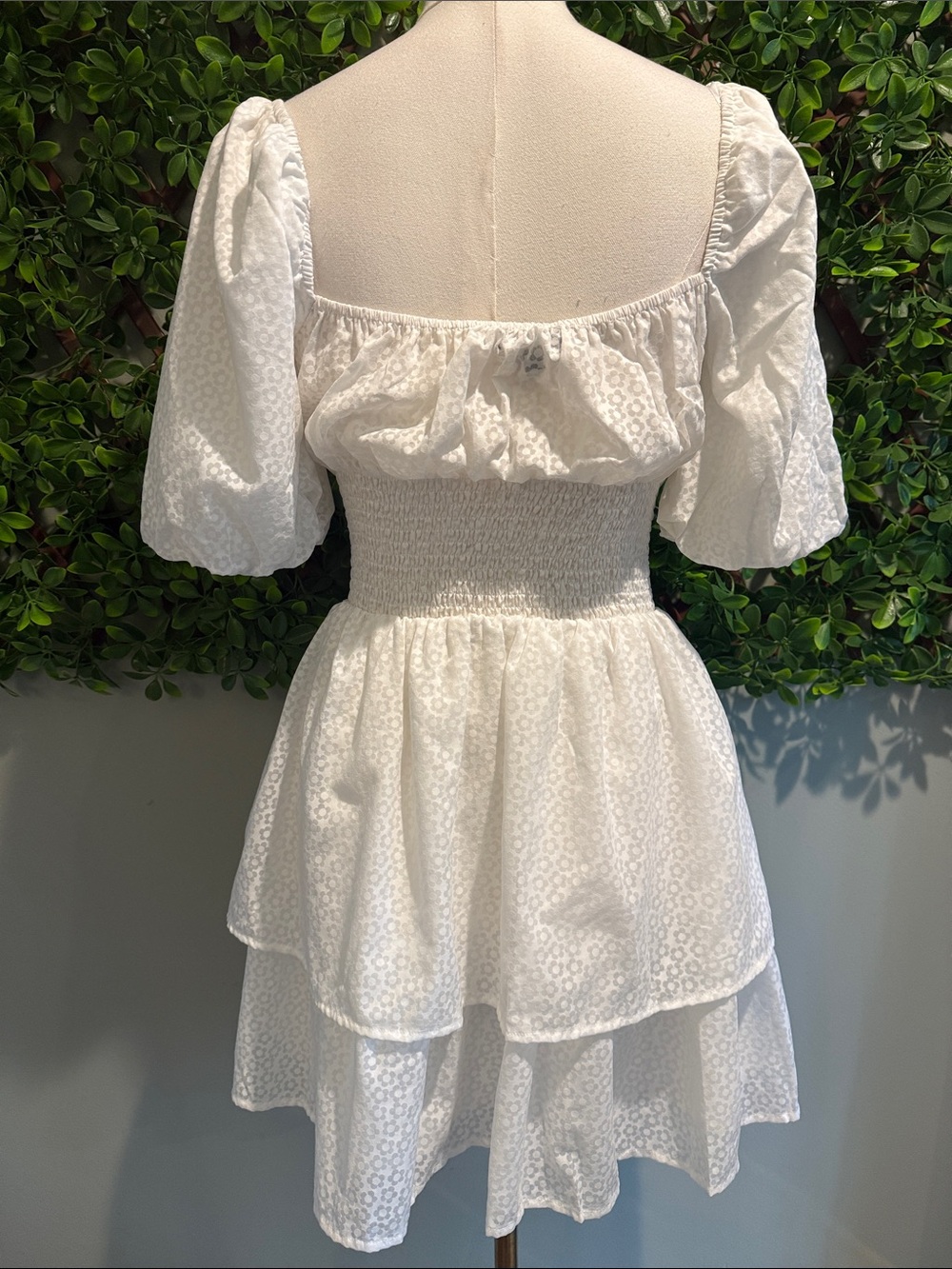 Tiers To Me White Puff Sleeve Tiered Skater Mini Dress - Picture 10 of 12